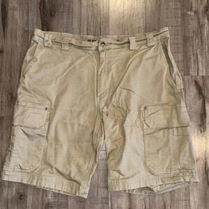 Duluth Trading Fire Hose Cargo Shorts Khaki Workwear Utility Tactical Heavy Duty